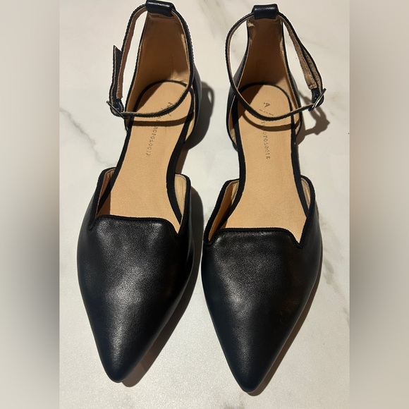 Anthropologie Shoes - Anthropologie Anthropology Flat Ankle Strap Blk Leather Dorsey -